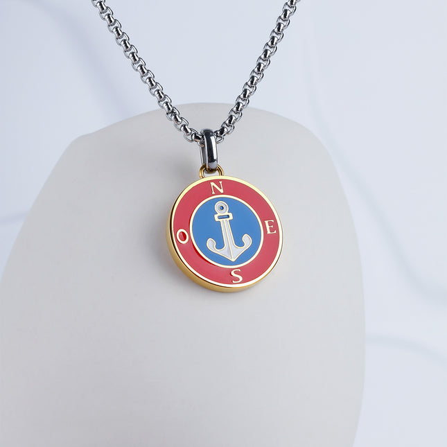 Collar Con Diseño Colgante Redondo De Flecha Para Hombre De Acero Inoxidable