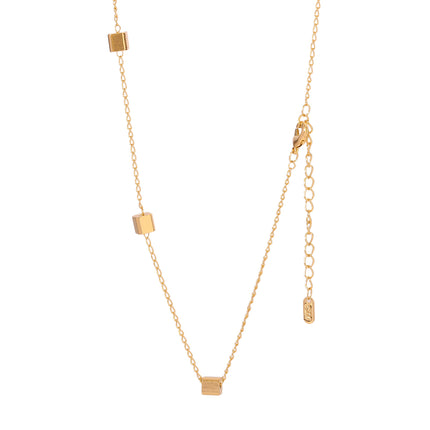Collar Delicado Con Detalles De Cuadrados En Oro 14K, Diseño Elegante