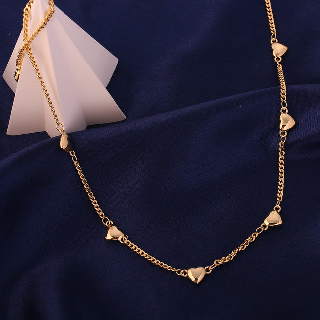 Collar De Corazón Dulce Y Versátil Cobre Enchapado En Oro 14K