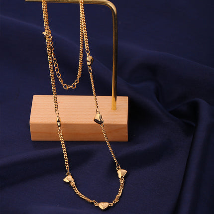Collar De Corazón Dulce Y Versátil Cobre Enchapado En Oro 14K