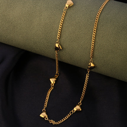 Collar De Corazón Dulce Y Versátil Cobre Enchapado En Oro 14K