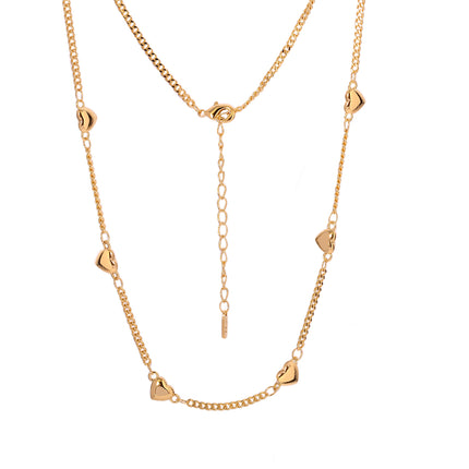 Collar De Corazón Dulce Y Versátil Cobre Enchapado En Oro 14K