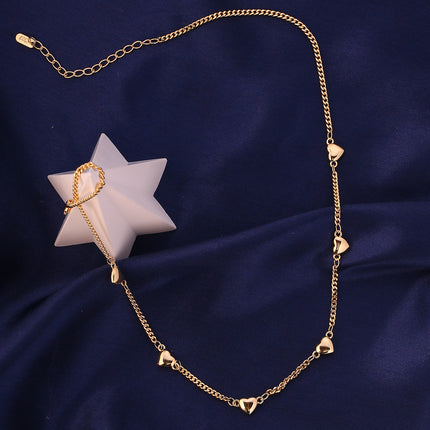 Collar De Corazón Dulce Y Versátil Cobre Enchapado En Oro 14K