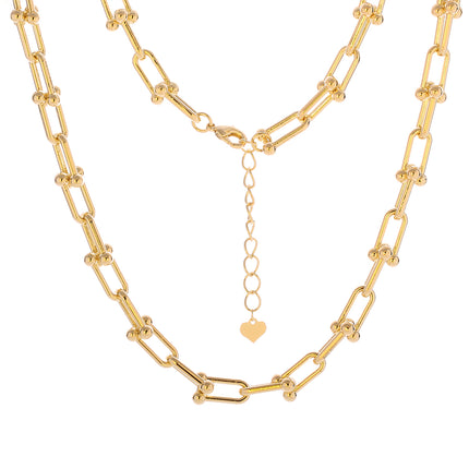 Collar De Moda Con Hebilla En Forma De Herradura En U Chapado En Oro De 14K