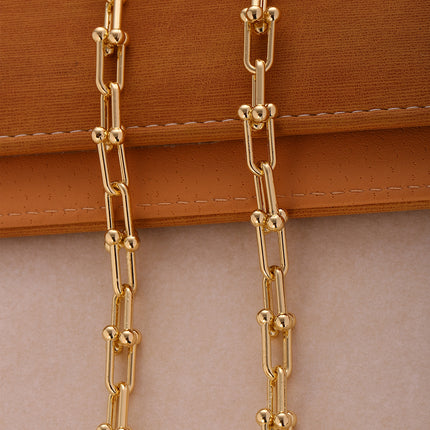 Collar De Moda Con Hebilla En Forma De Herradura En U Chapado En Oro De 14K
