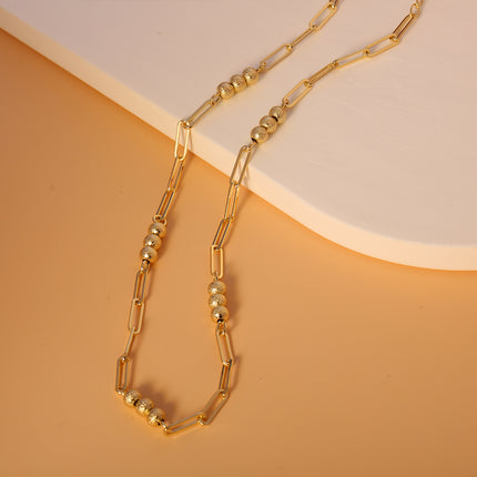 Collar De Cuentas Y Geométricas De Lujo, Oro 14K Cobre, Diseño Elegante