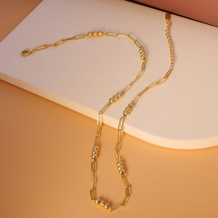 Collar De Cuentas Y Geométricas De Lujo, Oro 14K Cobre, Diseño Elegante
