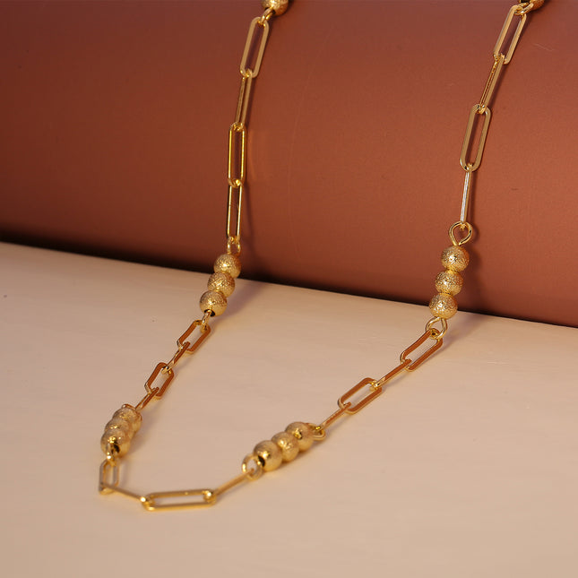 Collar De Cuentas Y Geométricas De Lujo, Oro 14K Cobre, Diseño Elegante