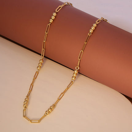 Collar De Cuentas Y Geométricas De Lujo, Oro 14K Cobre, Diseño Elegante