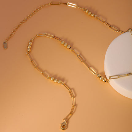 Collar De Cuentas Y Geométricas De Lujo, Oro 14K Cobre, Diseño Elegante
