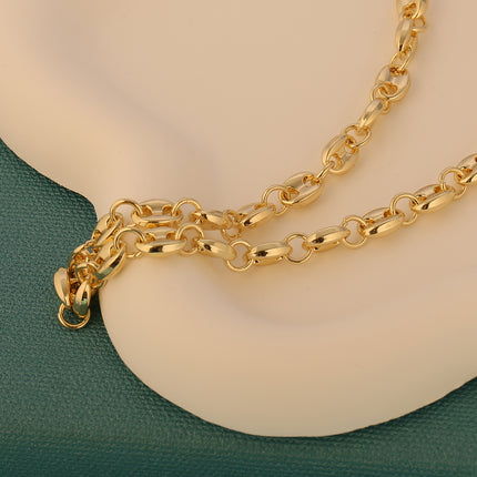 Collar Con Diseño De Eslabones Curvos Cobre Chapado En Oro 14K