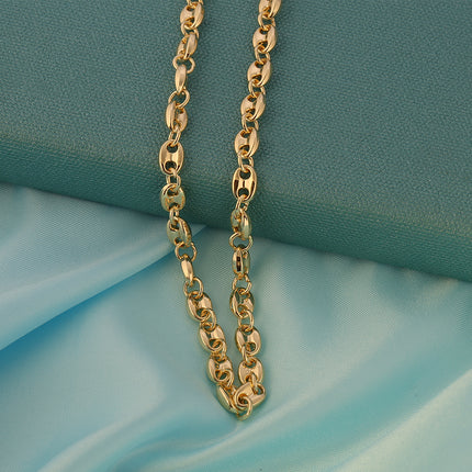 Collar Con Diseño De Eslabones Curvos Cobre Chapado En Oro 14K