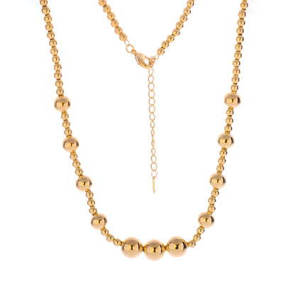 Collar De Cuentas Redondas De Bolas De Diferentes Tamaños, Chapado En Oro 14K