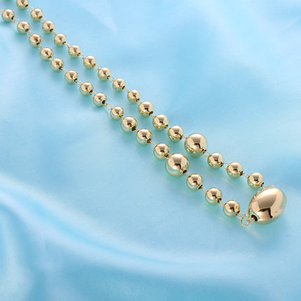Collar Ronda Con Cuentas Cobre Chapados En Oro 14k Estilo Simple Para Mujer