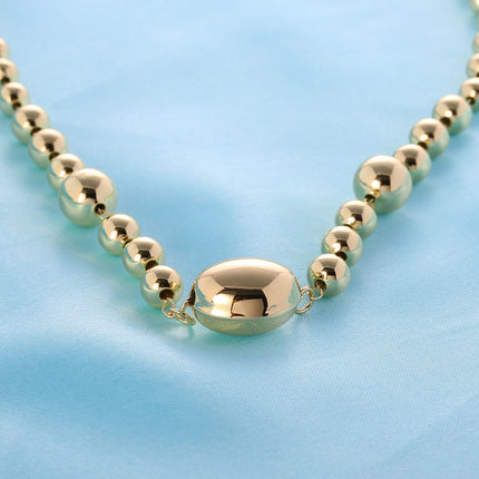 Collar Ronda Con Cuentas Cobre Chapados En Oro 14k Estilo Simple Para Mujer