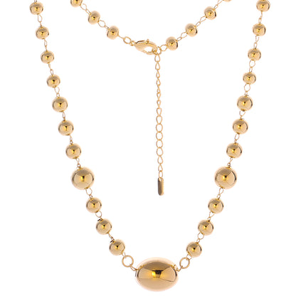 Collar Ronda Con Cuentas Cobre Chapados En Oro 14k Estilo Simple Para Mujer