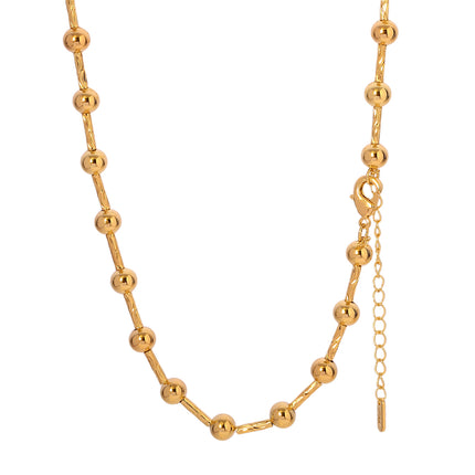 Collar De Oro 14K Con Bolas Geométricas De la Suerte, Diseño En Cobre Dorado