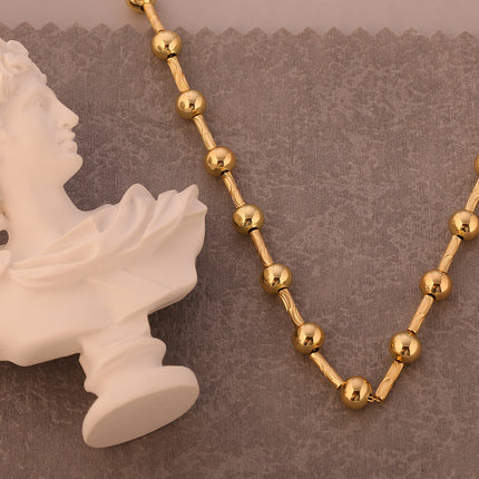 Collar De Oro 14K Con Bolas Geométricas De la Suerte, Diseño En Cobre Dorado