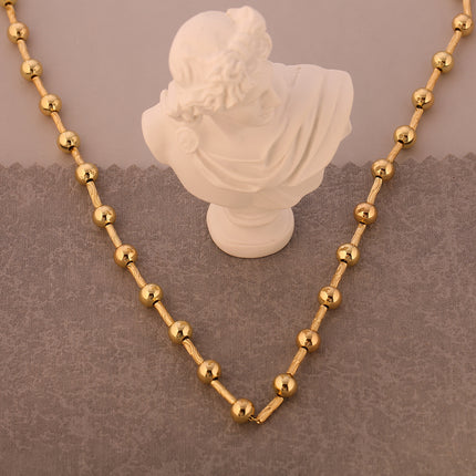Collar De Oro 14K Con Bolas Geométricas De la Suerte, Diseño En Cobre Dorado