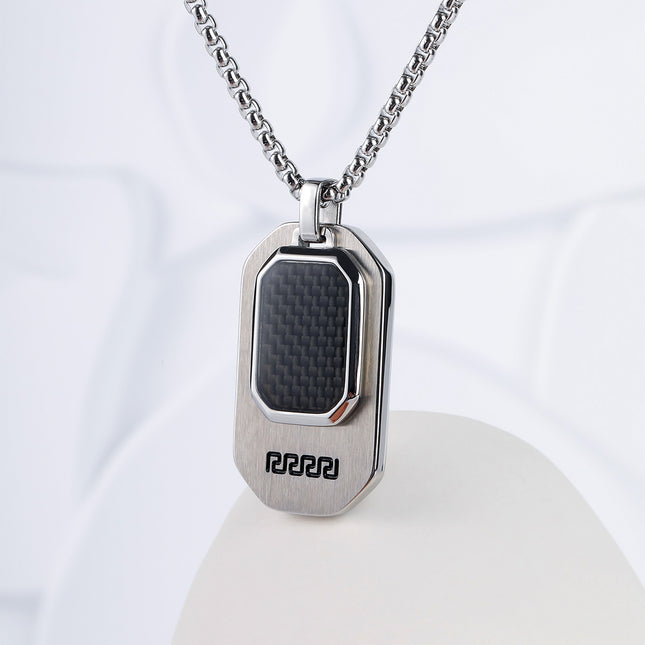 Collar Con Diseño Vintage Colgante De Placa Rectangular Para Hombre De Acero Inoxidable