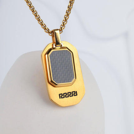 Collar Con Diseño Vintage Colgante De Placa Rectangular Para Hombre De Acero Inoxidable