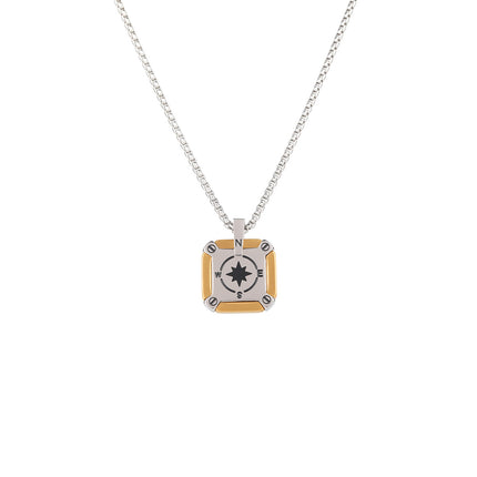 Collar Con Diseño Colgante Cuadrado Y Resistente al Desgaste Para Hombre De Acero Inoxidable