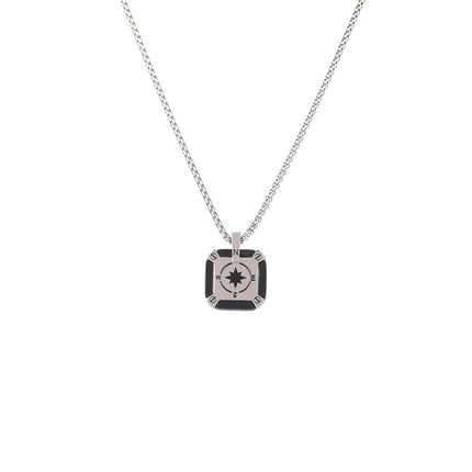 Collar Con Diseño Colgante Cuadrado Y Resistente al Desgaste Para Hombre De Acero Inoxidable