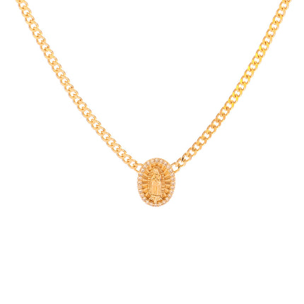 Collar Elegante De 14K Estilo Ins Con Colgante De Virgen María
