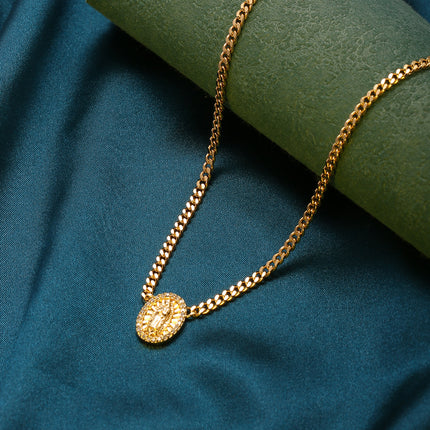 Collar Elegante De 14K Estilo Ins Con Colgante De Virgen María