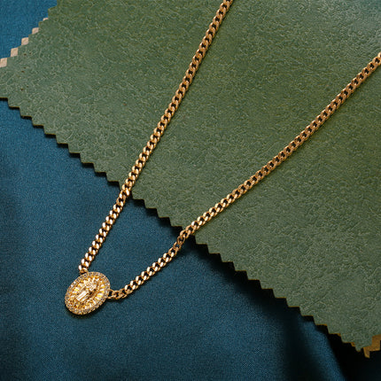 Collar Elegante De 14K Estilo Ins Con Colgante De Virgen María