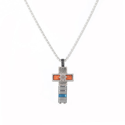 Collar Para Hombre Con Diseño Colgante De Cruz Vintage de Moda De Acero Inoxidable