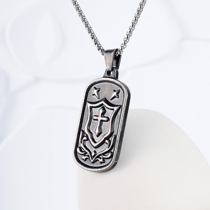 Collar Con Diseño Colgante De Cruz De Llama Para Hombre De Acero Inoxidable