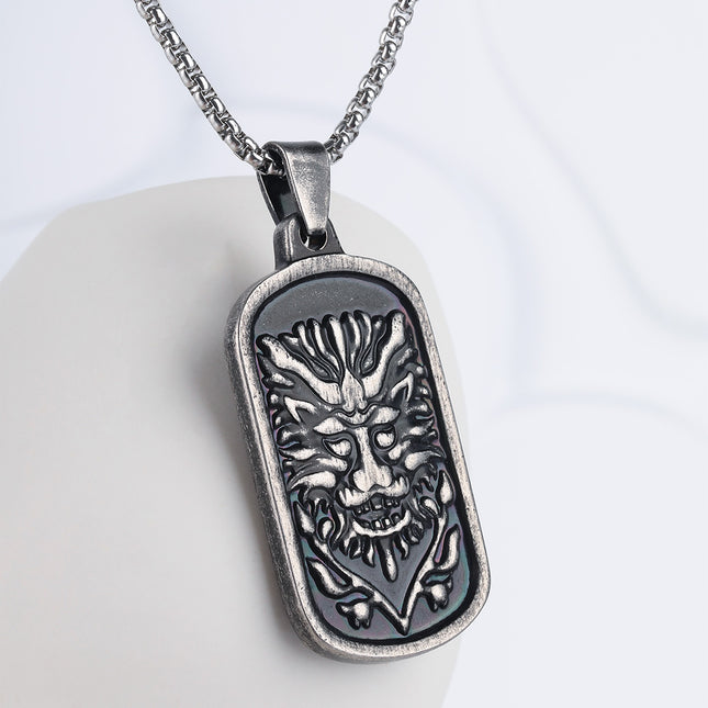 Collar Con Diseño Colgante De León Vintage Para Hombre De Acero Inoxidable Chapado En Plata