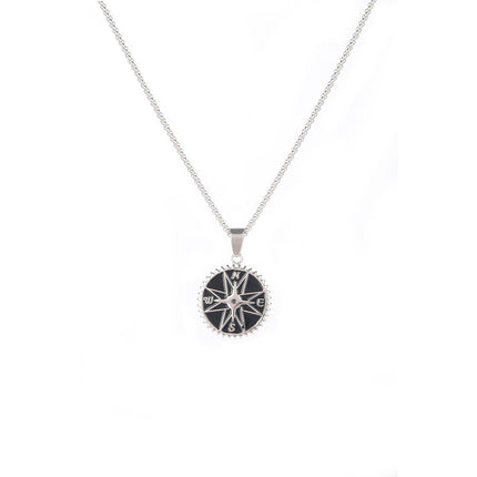 Collar Con Diseño Colgante Vintage De Brújula Para Hombre De Acero Inoxidable