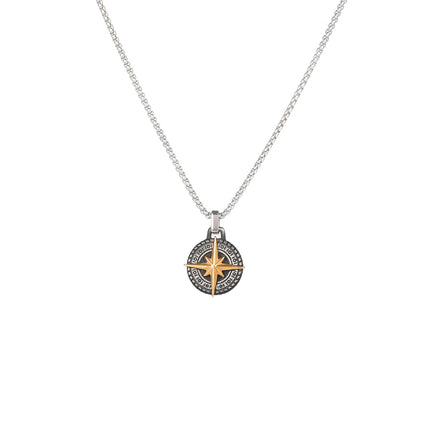 Collar Con Diseño Colgante Redondo De Brújula Para Hombre De Acero Inoxidable