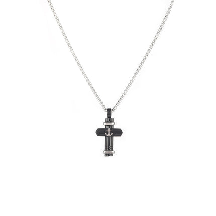 Collar Con Diseño Colgante De Cruz Para Hombre Moda Y Estilo De Acero Inoxidable