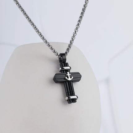 Collar Con Diseño Colgante De Cruz Para Hombre Moda Y Estilo De Acero Inoxidable