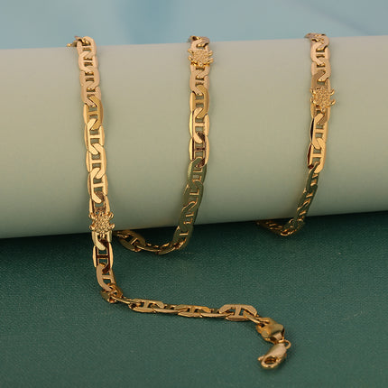 Collar Con Diseño Hip Hop Vintage Para Hombre De Cobre Chapado En Oro 14K