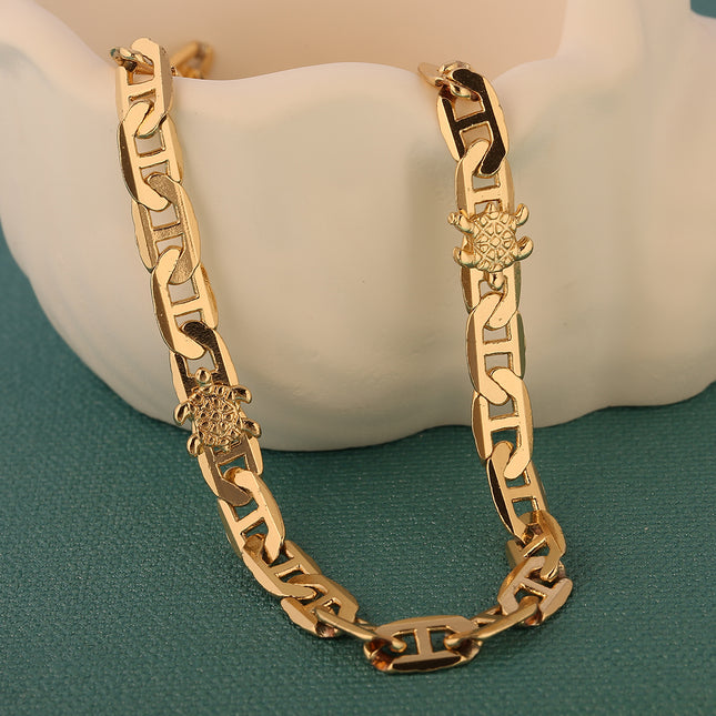 Collar Con Diseño Hip Hop Vintage Para Hombre De Cobre Chapado En Oro 14K