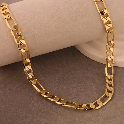 Collar Para Hombre Con Diseño Plano De Moderno Y Moda De Cobre Chapado En Oro 14K