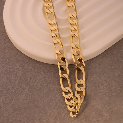 Collar Para Hombre Con Diseño Plano De Moderno Y Moda De Cobre Chapado En Oro 14K