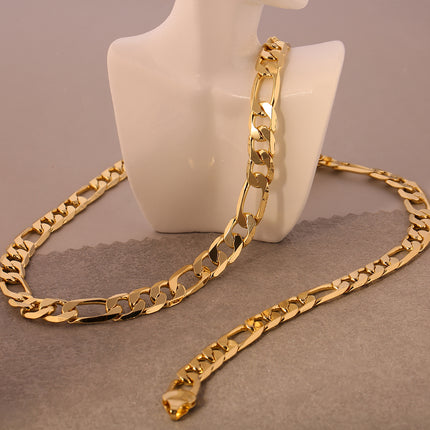 Collar Para Hombre Con Diseño Plano De Moderno Y Moda De Cobre Chapado En Oro 14K