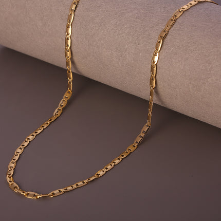 Collar De Estilo Nariz De Cerdo Chapado En Oro 14K, Cadenas Diseño Plano