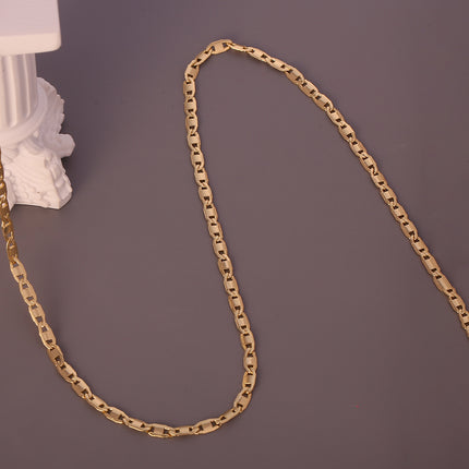 Collar De Estilo Nariz De Cerdo Chapado En Oro 14K, Cadenas Diseño Plano