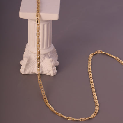 Collar De Estilo Nariz De Cerdo Chapado En Oro 14K, Cadenas Diseño Plano