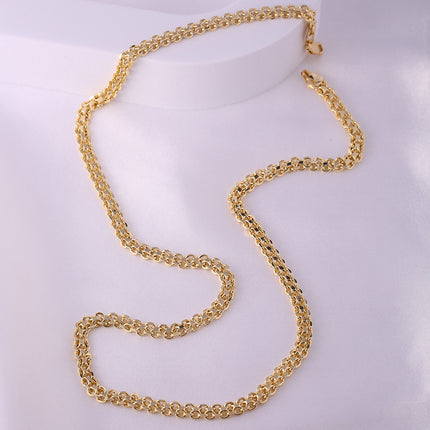 Collar Con Diseño Inversa Y Directa Estilo Hip Hop Cadena Para Hombre De Cobre Chapado En Oro 14K