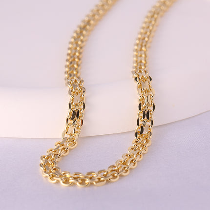 Collar Con Diseño Inversa Y Directa Estilo Hip Hop Cadena Para Hombre De Cobre Chapado En Oro 14K