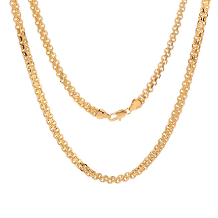 Collar Con Diseño Inversa Y Directa Estilo Hip Hop Cadena Para Hombre De Cobre Chapado En Oro 14K