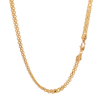 Collar Con Diseño Inversa Y Directa Estilo Hip Hop Cadena Para Hombre De Cobre Chapado En Oro 14K