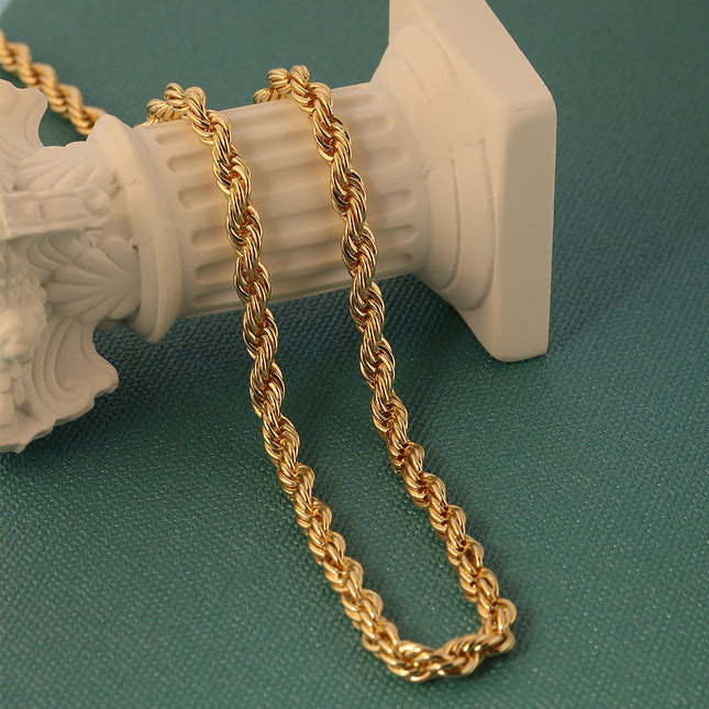 Collar De Cuerda Retorcida Joyería De Cobre Chapado Oro 14K Diseño Elegante